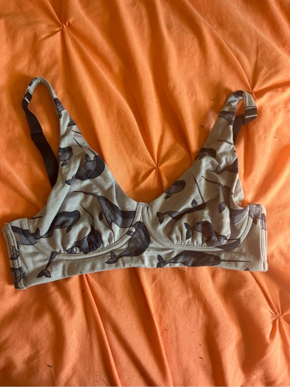 MeUndies Light Blue Bra with Narwhal Print
